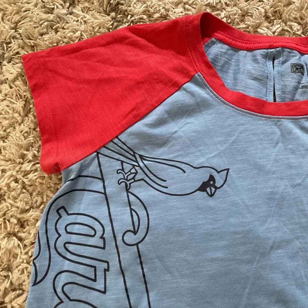 Nike St Louis Cardinals Cooperstown Collection Raglan T-Shirt Blue Red Womens L
